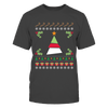 Image of Santa Striped Ugly Christmas Sweater Printed T-Shirt