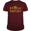 Image of Hallokings are born in september funny halloween tshirt