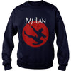 Image of Disney Mulan Silhouette In Action Red Circle Graphic T-Shirt