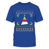 Image of Santa Striped Ugly Christmas Sweater Printed T-Shirt