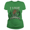 Image of I Love Zombies Funny Scary Halloween Distressed T-Shirt