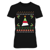 Image of Santa Striped Ugly Christmas Sweater Printed T-Shirt