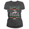 Image of ugly sweater christmas riding horse