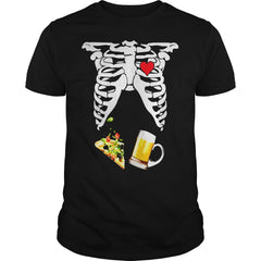 Maternity Shirt Skeleton Baby Beer and Pizza T-shirt