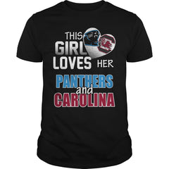 Girl Loves Panthers And Carolina TShirt