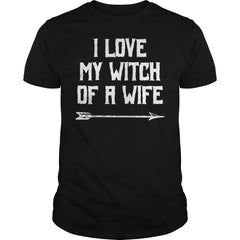 WITCH OF A WIFE - FUNNY COUPLES HALLOWEEN SHIRTS