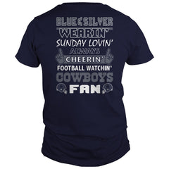 BLUE SILVER WEARIN SUNDAY LOVIN ALWAYS CHEERIN DALLAS COWBOYS