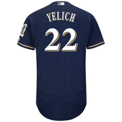 Christian Yelich Milwaukee Brewers Majestic Authentic Collection Flex Base Player Jersey – Navy
