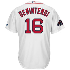 Andrew Benintendi Boston Red Sox Majestic 2018 World Series Champions Team Logo Player Jersey – White
