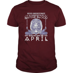Native Blood Was Born In April T-Shirt Aries Pride