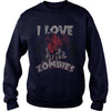Image of I Love Zombies Funny Scary Halloween Distressed T-Shirt
