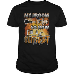 GUITARIST Halloween Shirts My Broom broke T Shirts