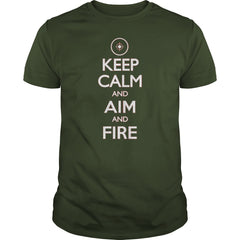 Keep Calm Aim and Fire Hunting Shooting T Shirt SHIRT 2017