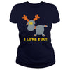 Image of I Love you Statement Winter Reindeer Cupid Kiss   Mens TShirt by American Apparel