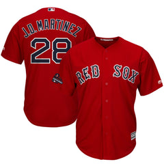 J.D. Martinez Boston Red Sox Majestic 2018 World Series Champions Team Logo Player Jersey – Scarlet