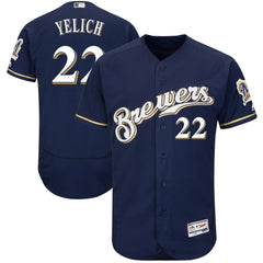 Christian Yelich Milwaukee Brewers Majestic Authentic Collection Flex Base Player Jersey – Navy
