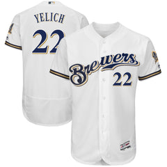 Christian Yelich Milwaukee Brewers Majestic Authentic Collection Flex Base Player Jersey – White