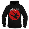 Image of Disney Mulan Silhouette In Action Red Circle Graphic T-Shirt
