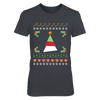 Image of Santa Striped Ugly Christmas Sweater Printed T-Shirt