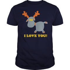 I Love you Statement Winter Reindeer Cupid Kiss   Mens TShirt by American Apparel