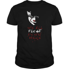 RED BALLOON WE ALL FLOAT DOWN CLOWN HORROR HALLOWEEN T-SHIRT