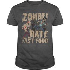 Zombies Hate Fast Food Funny Halloween Distressed T-Shirt