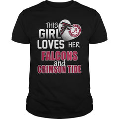 Girl Loves Falcons And Crimson Tide TShirt