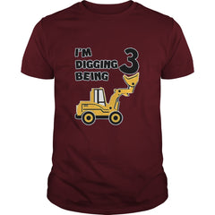 3rd Birthday Bulldozer Construction Party 3 Year Old Boy Toddler Kids TShirt