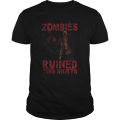 Zombies Ruined This Shirt Funny Halloween Distressed T-Shirt