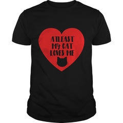 Funny Cat Love Valentines Day - Black Heart T-Shirt
