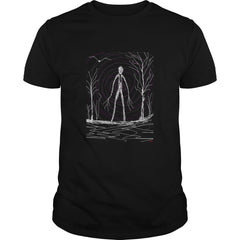 Creepy Slender Man in woods on Halloween