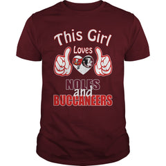 Girl Loves Noles And Buccaneers TSHirt