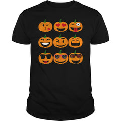 EMOJI PUMPKIN T SHIRT FUNNY FACES HALLOWEEN THANKSGIVING