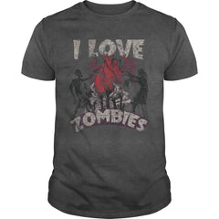 I Love Zombies Funny Scary Halloween Distressed T-Shirt