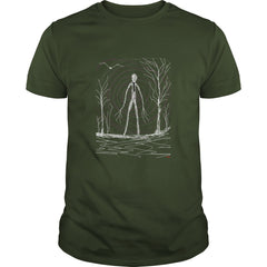 Creepy Slender Man in woods on Halloween