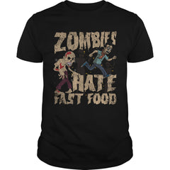 Zombies Hate Fast Food Funny Halloween Distressed T-Shirt