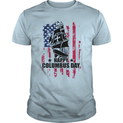 Happy Columbus Day Since 1492 with ship and USA Flag T-Shirt