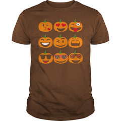 EMOJI PUMPKIN T SHIRT FUNNY FACES HALLOWEEN THANKSGIVING