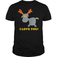 I Love you Statement Winter Reindeer Cupid Kiss   Mens TShirt by American Apparel