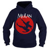 Image of Disney Mulan Silhouette In Action Red Circle Graphic T-Shirt