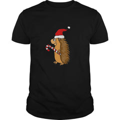 Funny Hedgehog in Santa Hat Christmas T-shirt