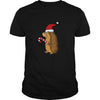 Image of Funny Hedgehog in Santa Hat Christmas T-shirt