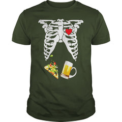 Maternity Shirt Skeleton Baby Beer and Pizza T-shirt