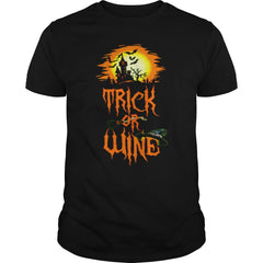 TRICK OR WINE T SHIRT HALLOWEEN COSTUME GIFT