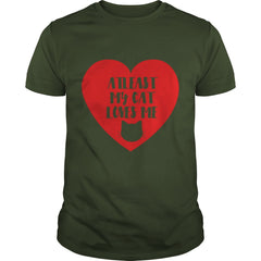 Funny Cat Love Valentines Day - Black Heart T-Shirt