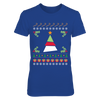 Image of Santa Striped Ugly Christmas Sweater Printed T-Shirt