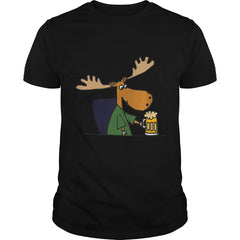 Funny Cool Moose Drinking Beer Cartoon