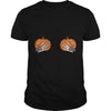 Image of Funny Pumpkin Skeleton Hands Boobs Halloween Tshirt