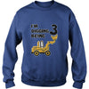 Image of 3rd Birthday Bulldozer Construction Party 3 Year Old Boy Toddler Kids TShirt