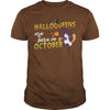 Image of HALLOQUEENS ARE BORN IN OCTOBER T SHIRT FUNNY HALLOWEEN